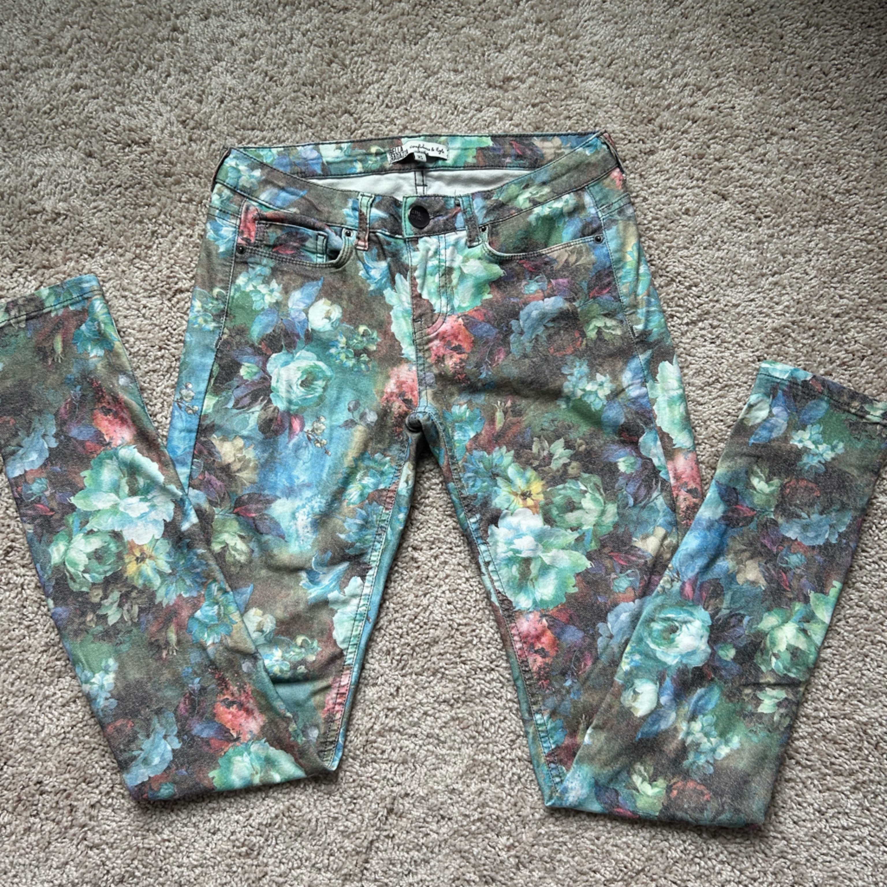 Floral Patterned Skinny Jeans